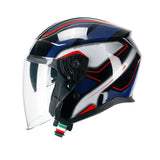 CGM 136G RNA SPORT Moto Casco Jet Negro Rojo Azul