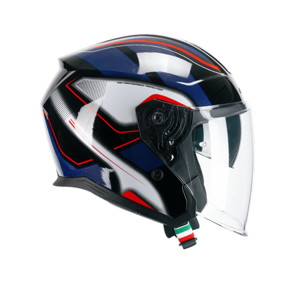 CGM 136G RNA SPORT Moto Casco Jet Negro Rojo Azul