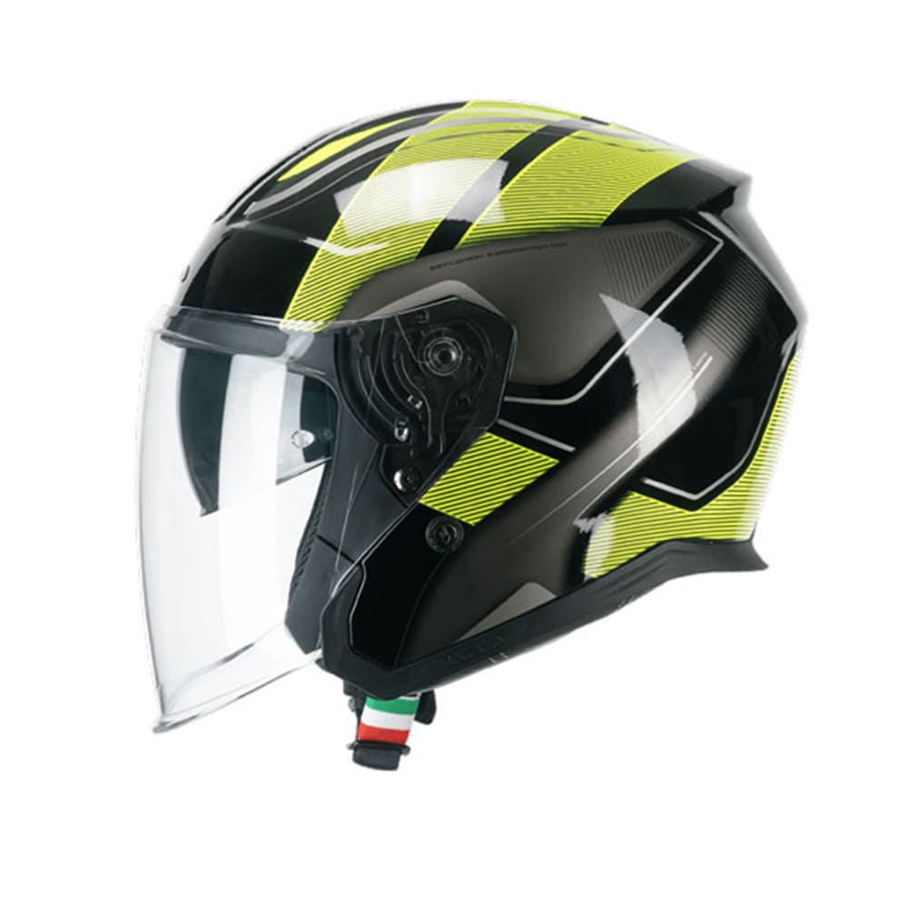 CGM 136G RNA SPORT Jet Moto Casco Negro Amarillo Fluo