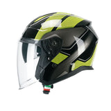 CGM 136G RNA SPORT Jet Moto Casco Negro Amarillo Fluo