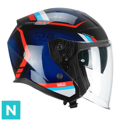 CGM 136M RNA FIBRA CASCO DE MOTO RIDE NEGRO AZUL ROJO