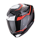 Capacete de moto Scorpion EXO-391 Leo, preto e vermelho.