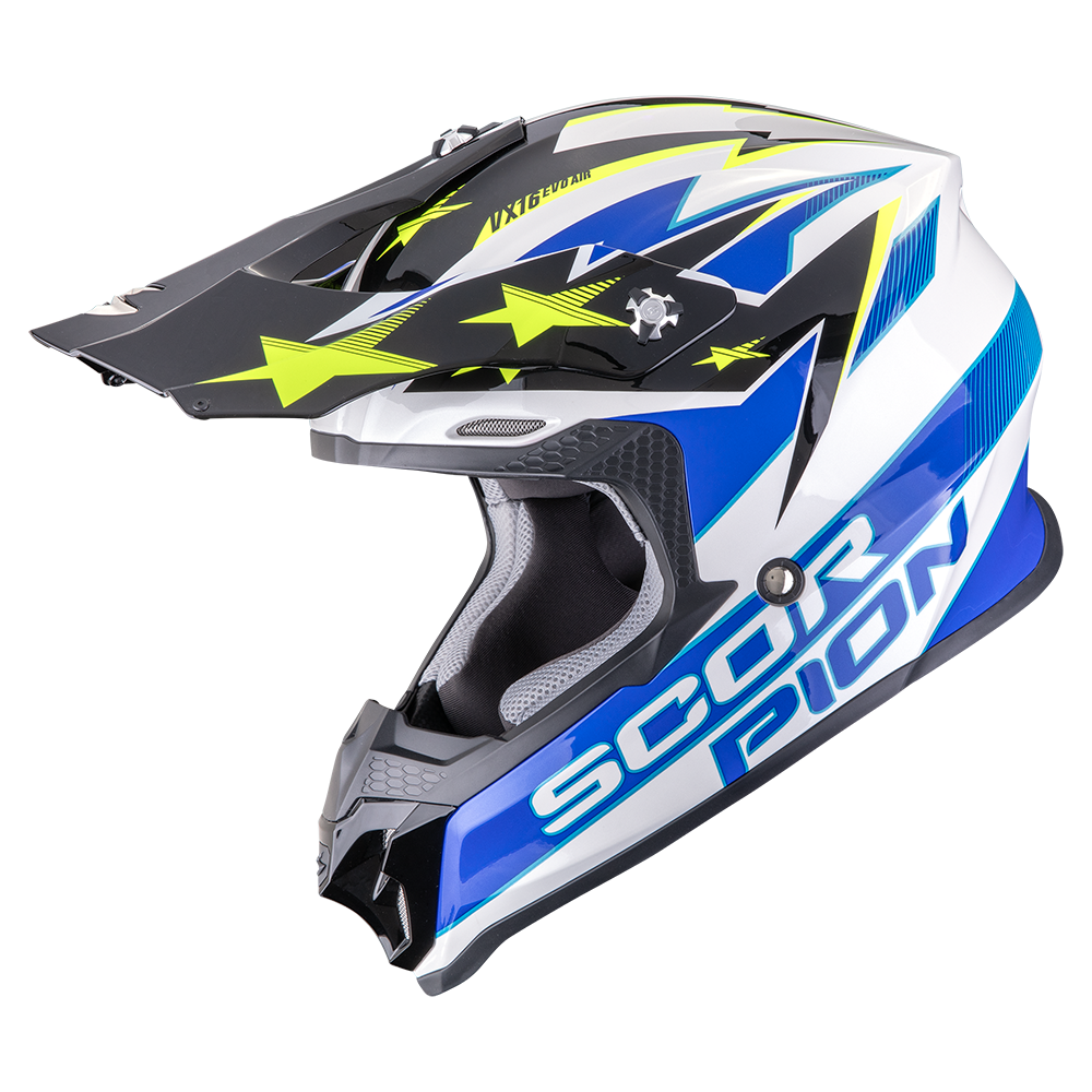 SCORPION VX-16 EVO AIR PATRIOT MOTORRADHELM Weiß-Blau-Gelb