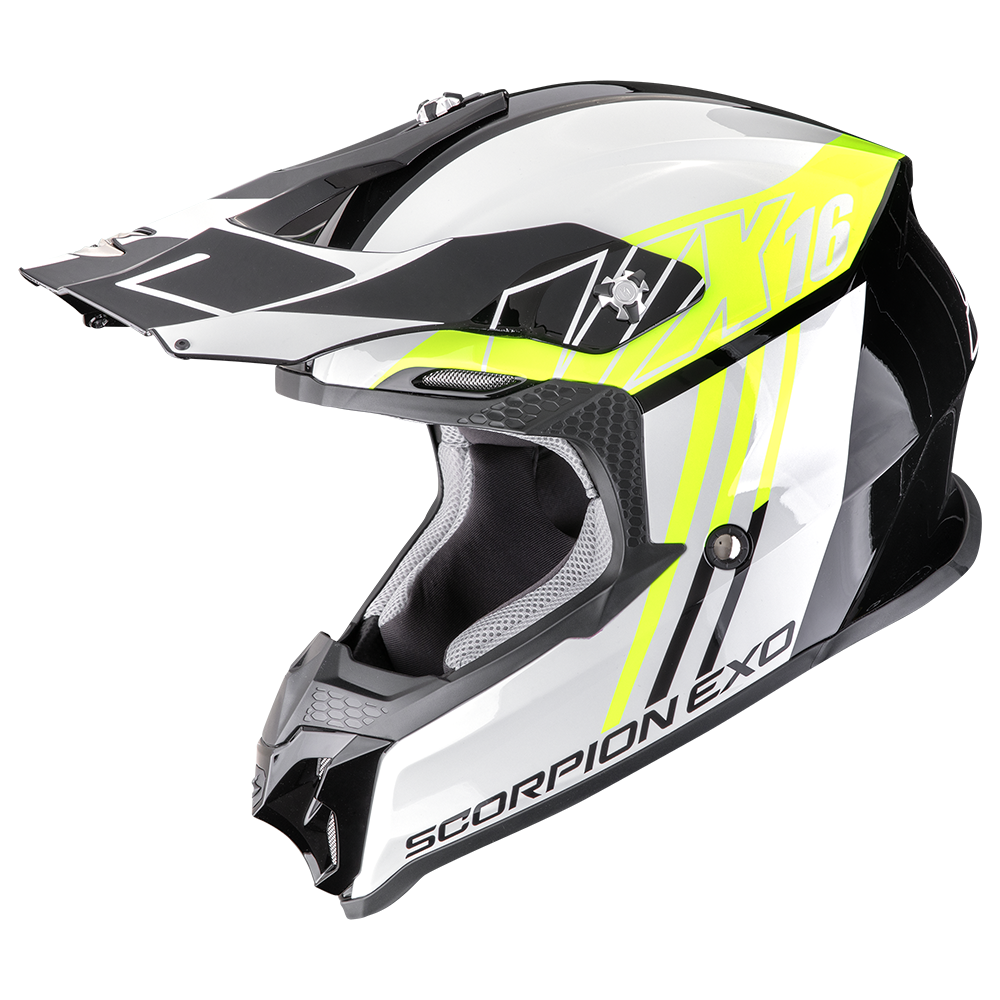 SCORPION VX-16 EVO AIR LINES MOTORCYCLE HELMET Black-Neon Yellow