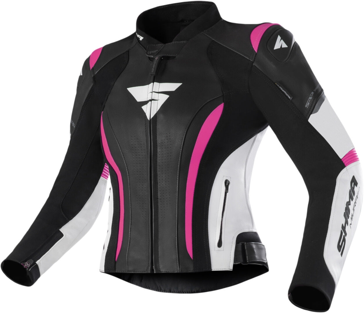 SHIMA Miura 2.0 Chaqueta de cuero para motocicleta para mujer NEGRO/BLANCO/FUCSIA