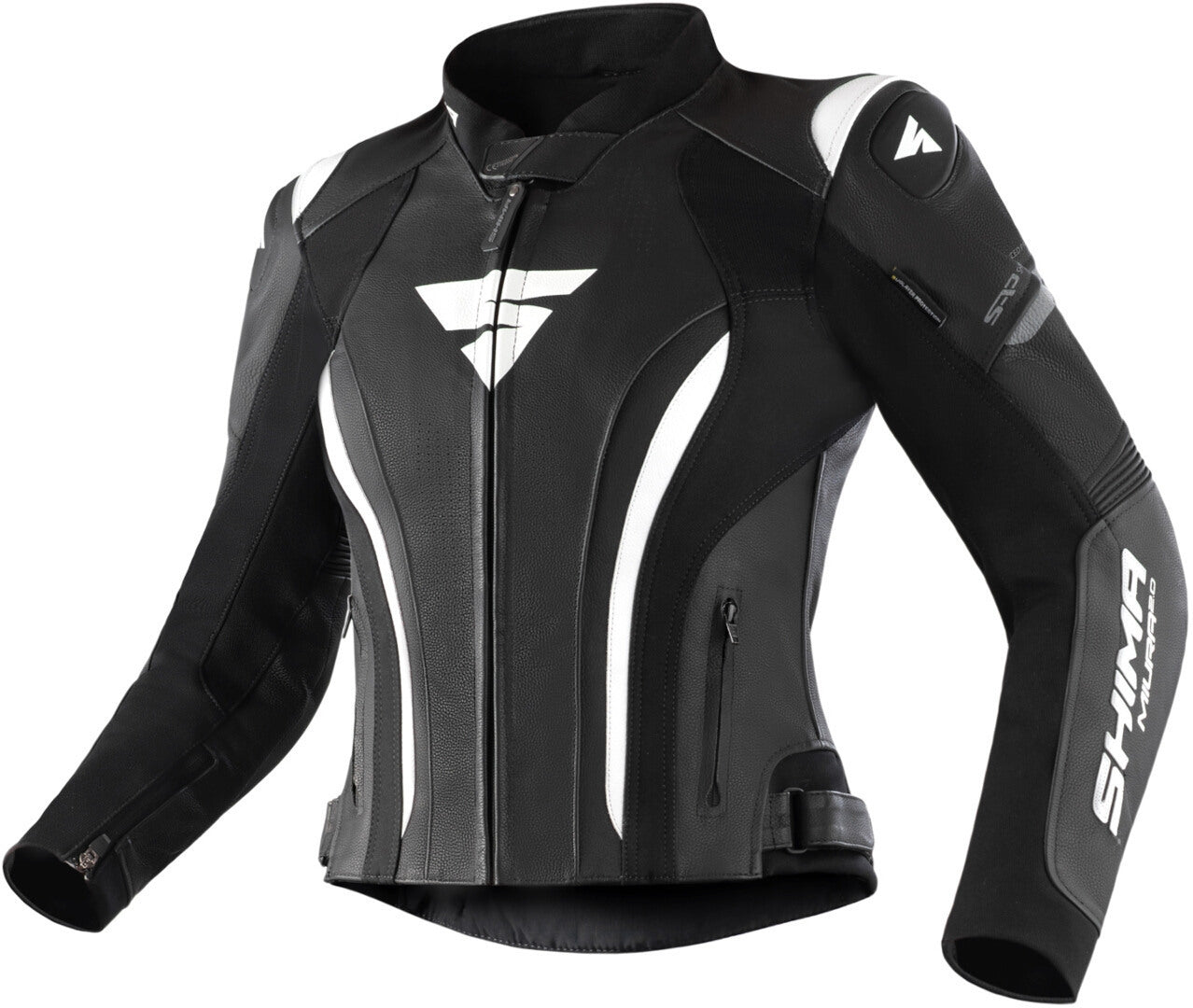 SHIMA Miura 2.0 Chaqueta de cuero para motocicleta para mujer NEGRO/BLANCO