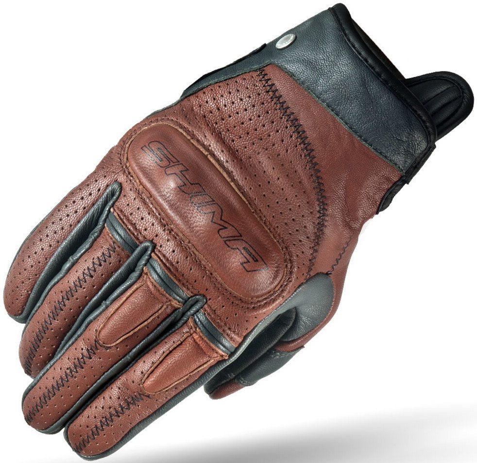 SHIMA Caliber Guantes Cortos de Motociclismo de Cuero Hombre Marrón