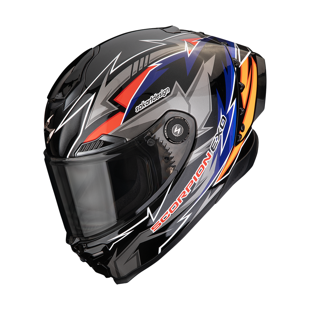 SCORPION EXO-RACE AIR MOVE ON CASCO DE MOTO Negro-Azul-Naranja