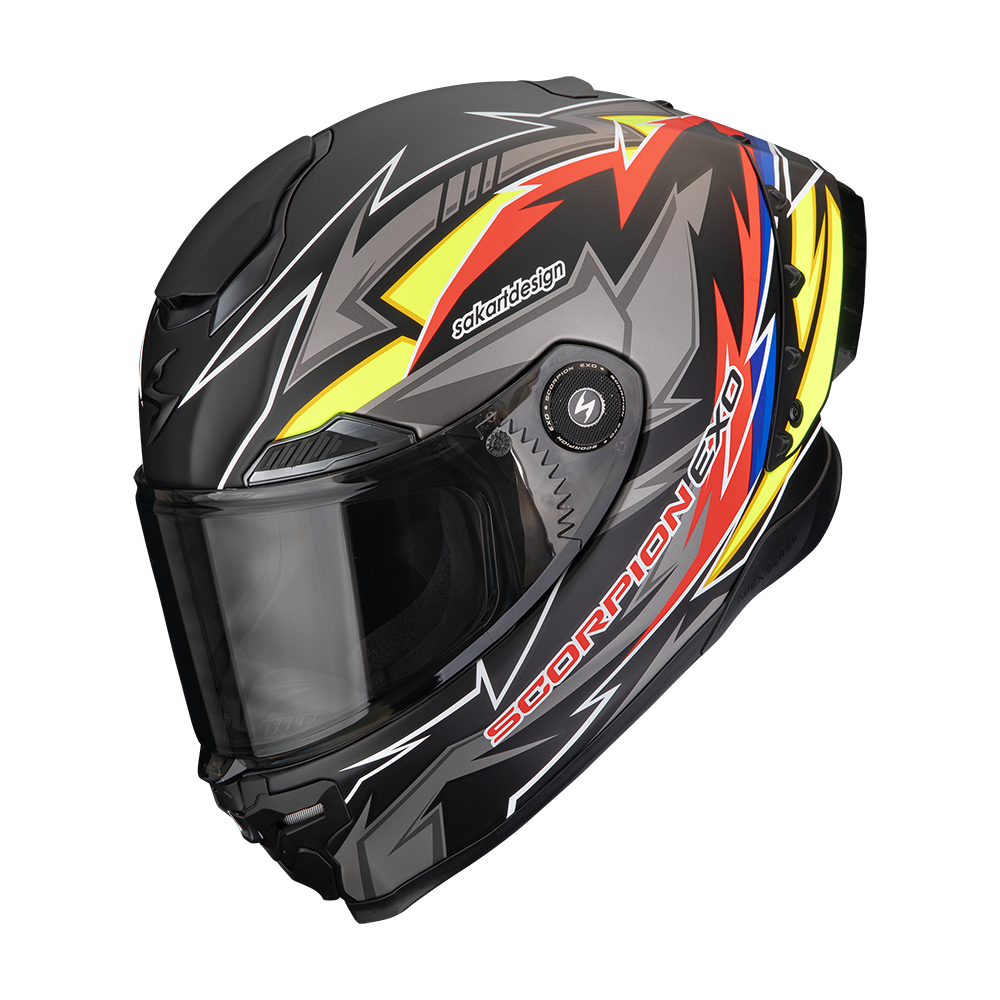 SCORPION EXO-RACE AIR MOVE ON CASCO DE MOTO Negro-Rojo-Amarillo Mate