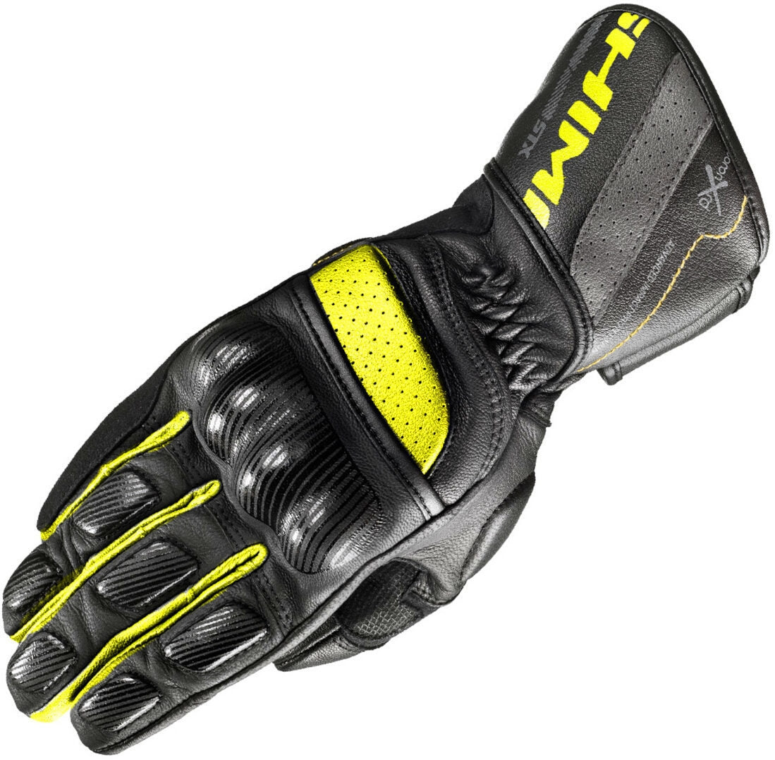 SHIMA STX Guantes de motociclismo para hombre, negro, amarillo, fluorescente y deportivo