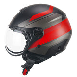 CGM 167K FLO CITY Cara Abierta Jet Casco Negro Rojo Mate conformado