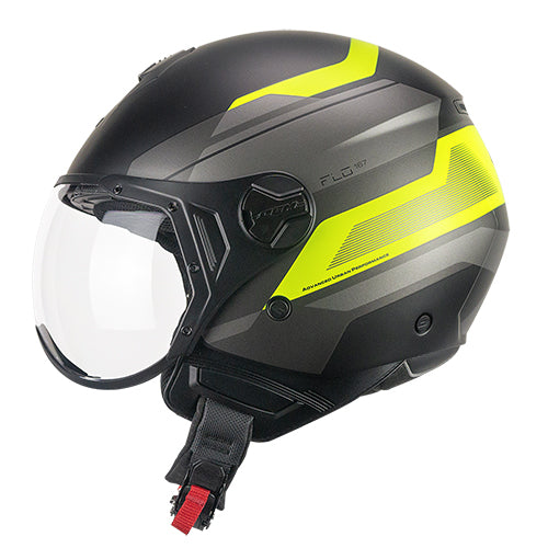 CGM 167K FLO CITY Jet Casco Negro Amarillo Fluo Mate conformado