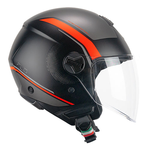 CGM 167M FLO DOT Jet Casco Negro Naranja Fluo Mate Largo