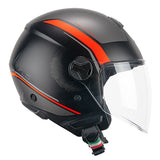 CGM 167M FLO DOT Jet Casco Negro Naranja Fluo Mate Largo