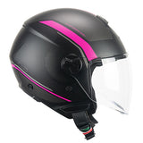 CGM 167M FLO DOT Jet Casco Negro Fucsia Fluo Mate Largo