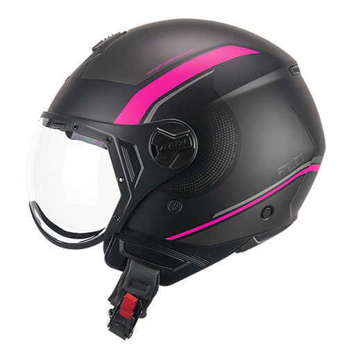 CGM 167M FLO DOT Jet Casco Negro Fucsia Fluo Mate conformado
