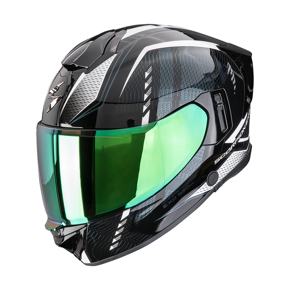 SCORPION EXO-530 AIR THERAS TOURING MOTORRADHELM Schwarz Chamäleon Weiß