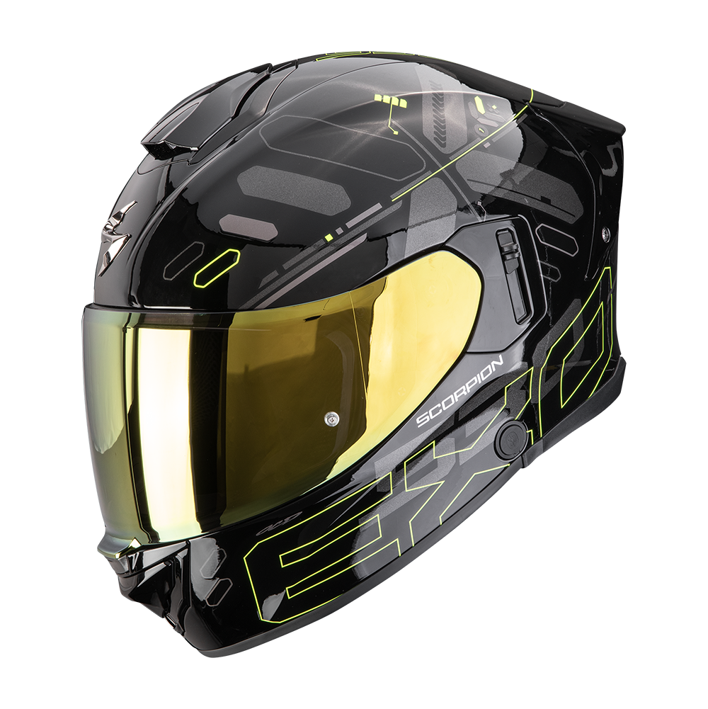 SCORPION EXO-530 AIR FOND CASCO DE MOTO Negro-Amarillo Neon