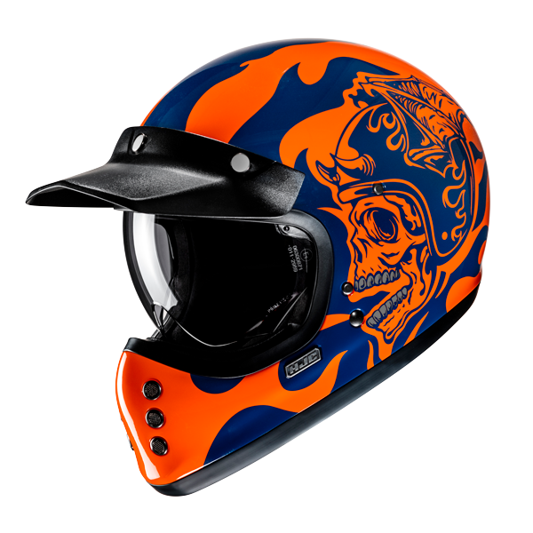 El casco integral de motocicleta HJC V60 FLAME MC27 combina un estilo clásico con características modernas, inspirándose en el FG-01 original de la década de 1980. Cuenta con una carcasa de fibra de vidrio liviana, una gran visera solar interior IS-10, bolsillos para parlantes integrados, un interior extraíble y lavable y almohadillas para las mejillas de liberación de emergencia para mayor seguridad. El casco HJC V60 también viene con una visera extraíble con visera de 3 broches, que completa su estética r