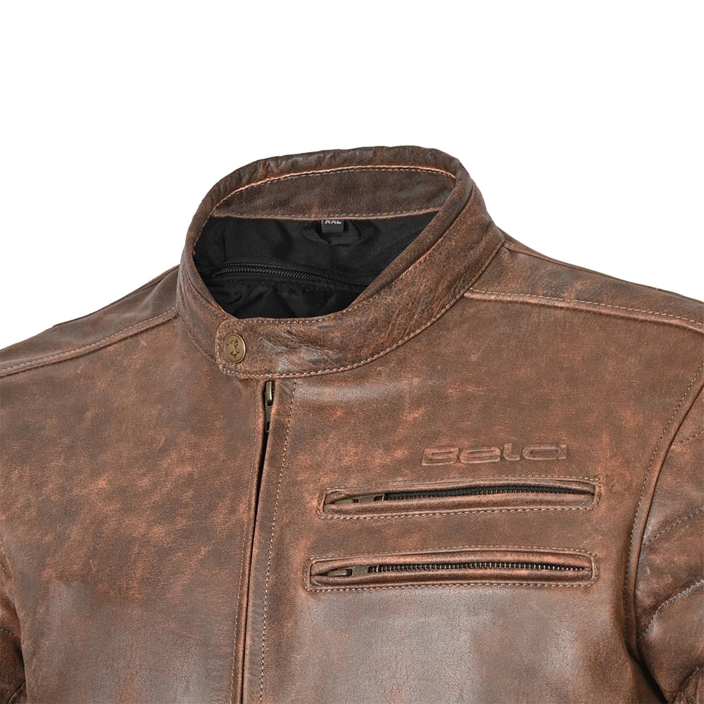 BELA- Chaqueta Piel Royal Rider Vintage Marrón/Beige