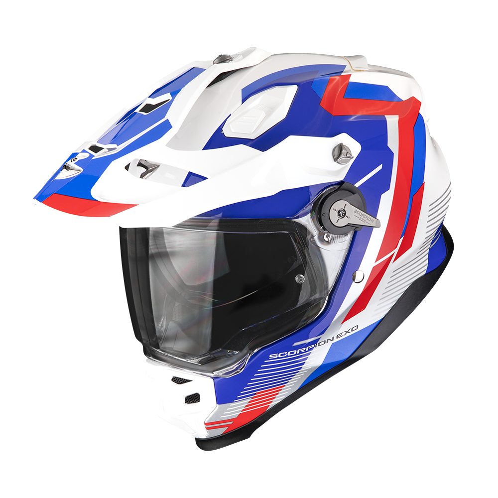 SCORPION ADF-9000 AIR PATROL CASCO DE MOTO Blanco-Azul-Rojo