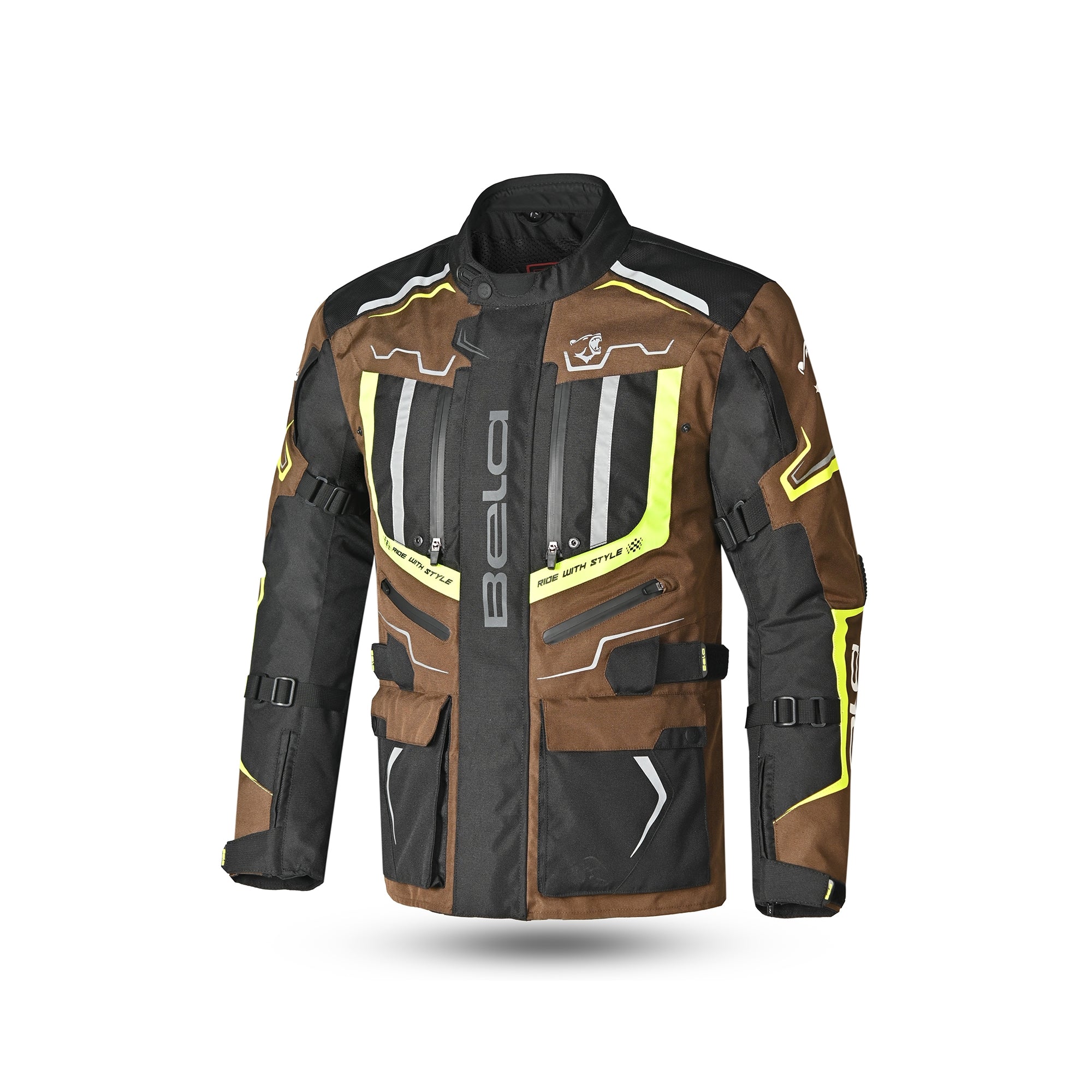 BELA - Chaqueta Textil Watson Negro/Marrón/Amarillo/Blanco BELA - Watson textiljacka svart/brun/gul/vit