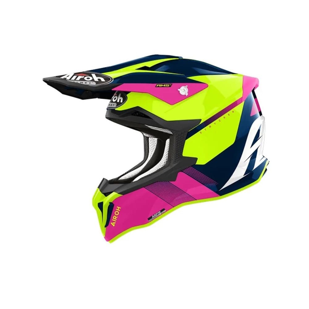 AIROH STRYCKER BLAZER Motocicleta Motocross Casco Azul Rosa Mate