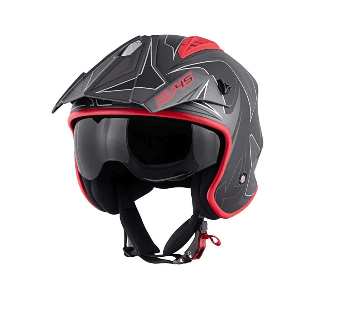 KAPPA KV45 Trial Gemini Jet Urban Turismo Casco Negro Mate Rojo - CASCO