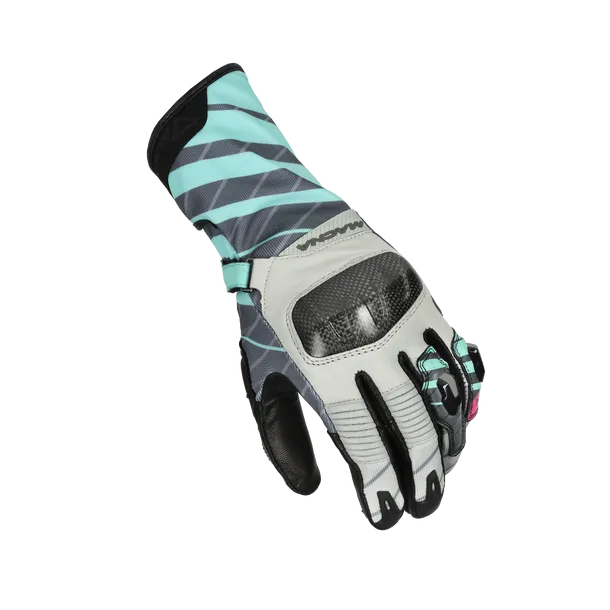 MACNA KROWN Señoras Moto Cuero Guantes Verde Menta Gris - GUANTES