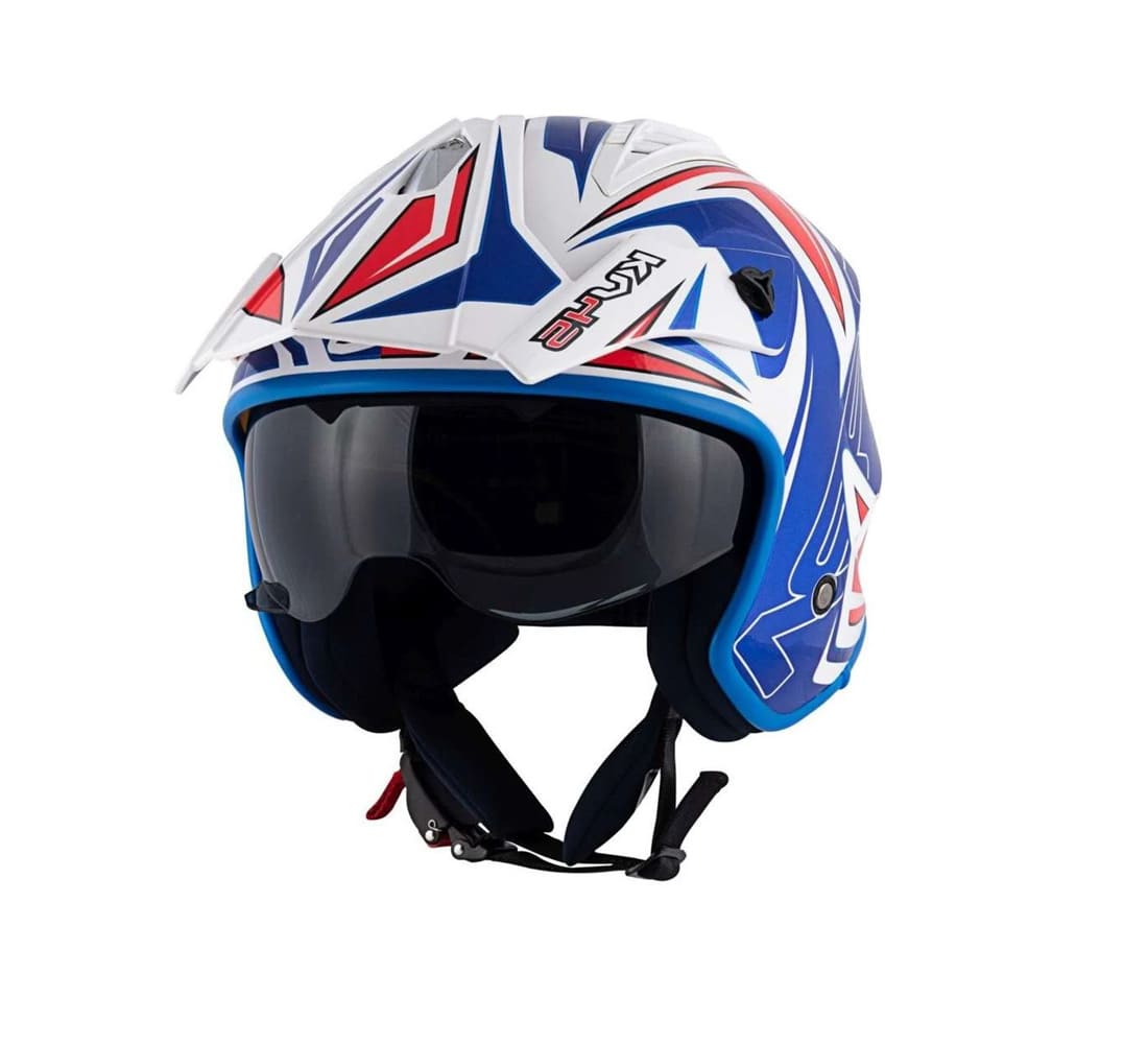 KAPPA KV45 Trial Moto Retro Estilo Casco Blanco Rojo Azul - CASCO