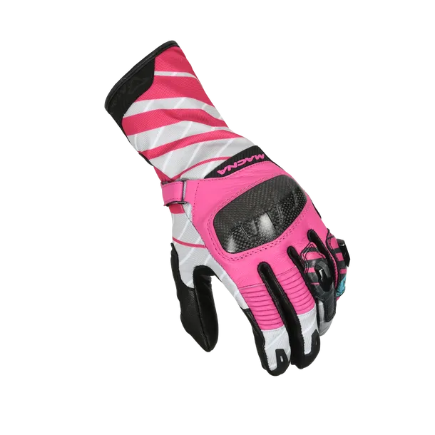 MACNA KROWN Señoras Moto Cuero Guantes Rosa Gris - GUANTES
