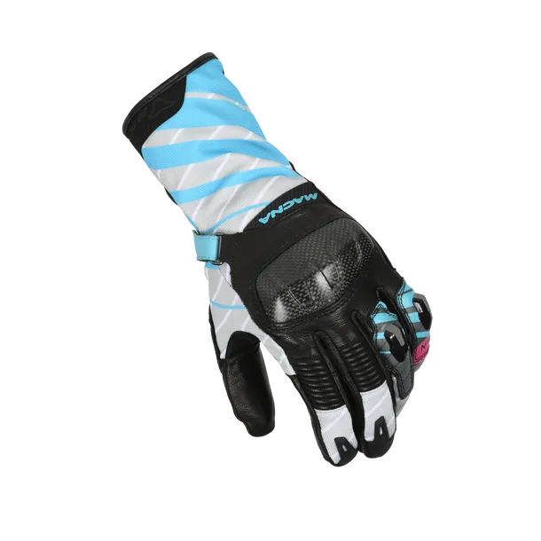 MACNA KROWN Señoras Moto Cuero Guantes Negro Gris Claro Azul - GUANTES