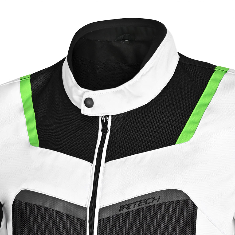 R-TECH SPIRAL MESH CHAQUETA DE MOTO DE HOMBRE TEXTIL  NEGRO BLANCO VERDE