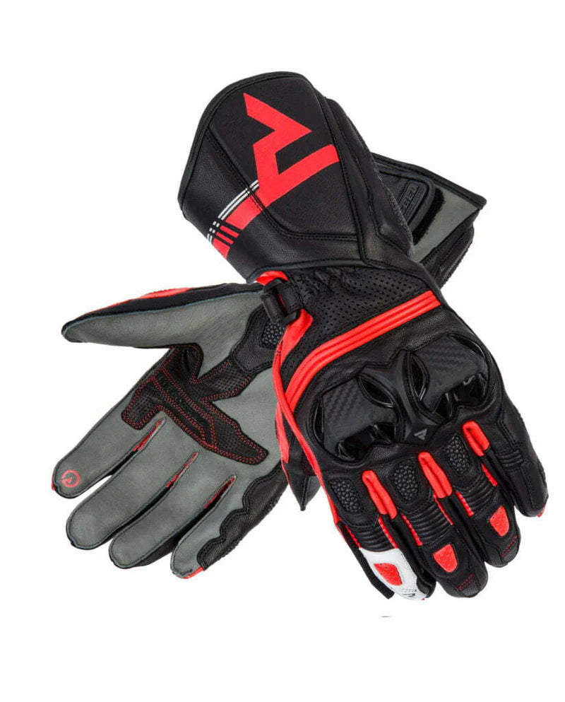 REBEL HORN - GUANTES PIEL ST LONG NEGRO/GRIS/ROJO