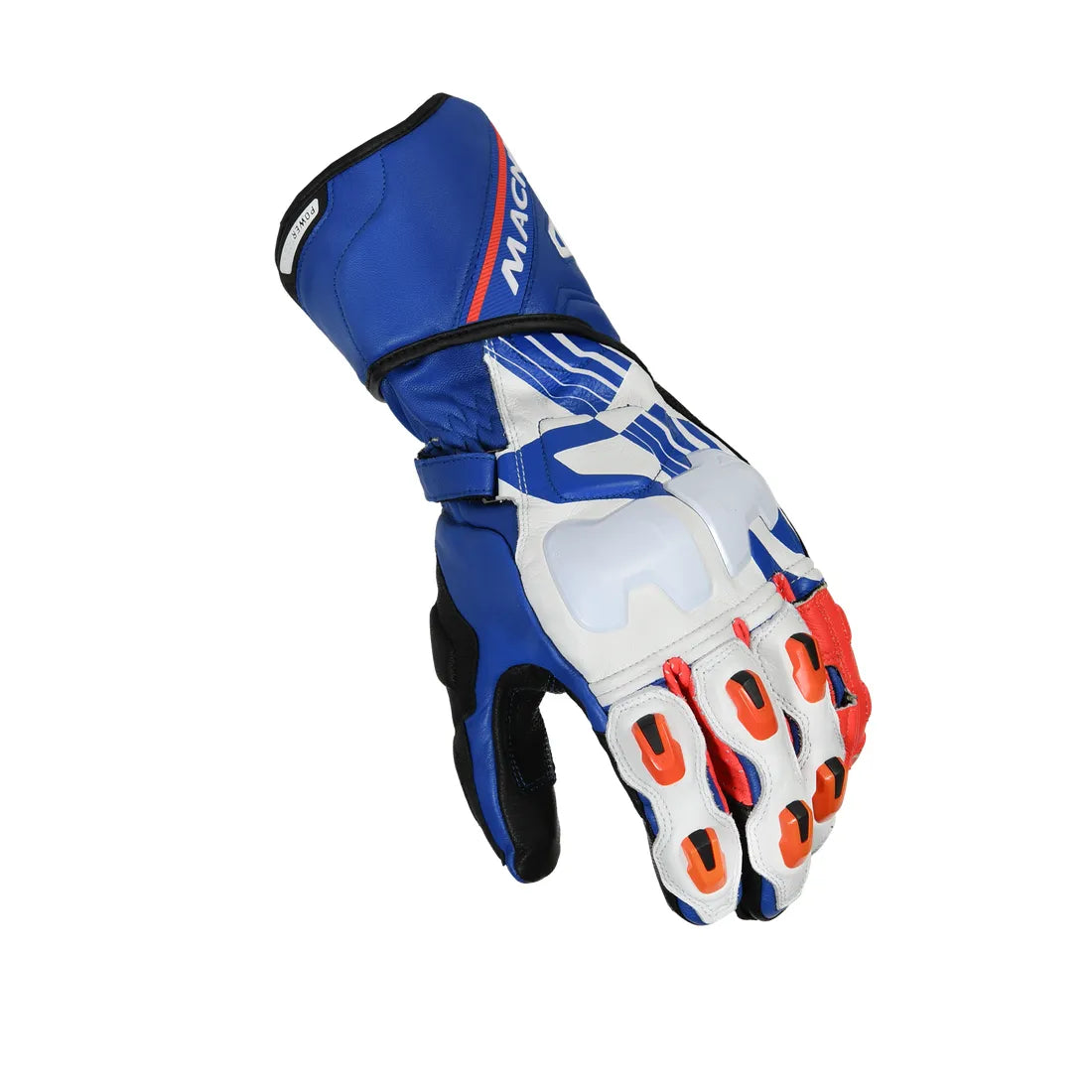 MACNA Powertrack Hombres Moto Guantes Negro Blanco Azul - GUANTES