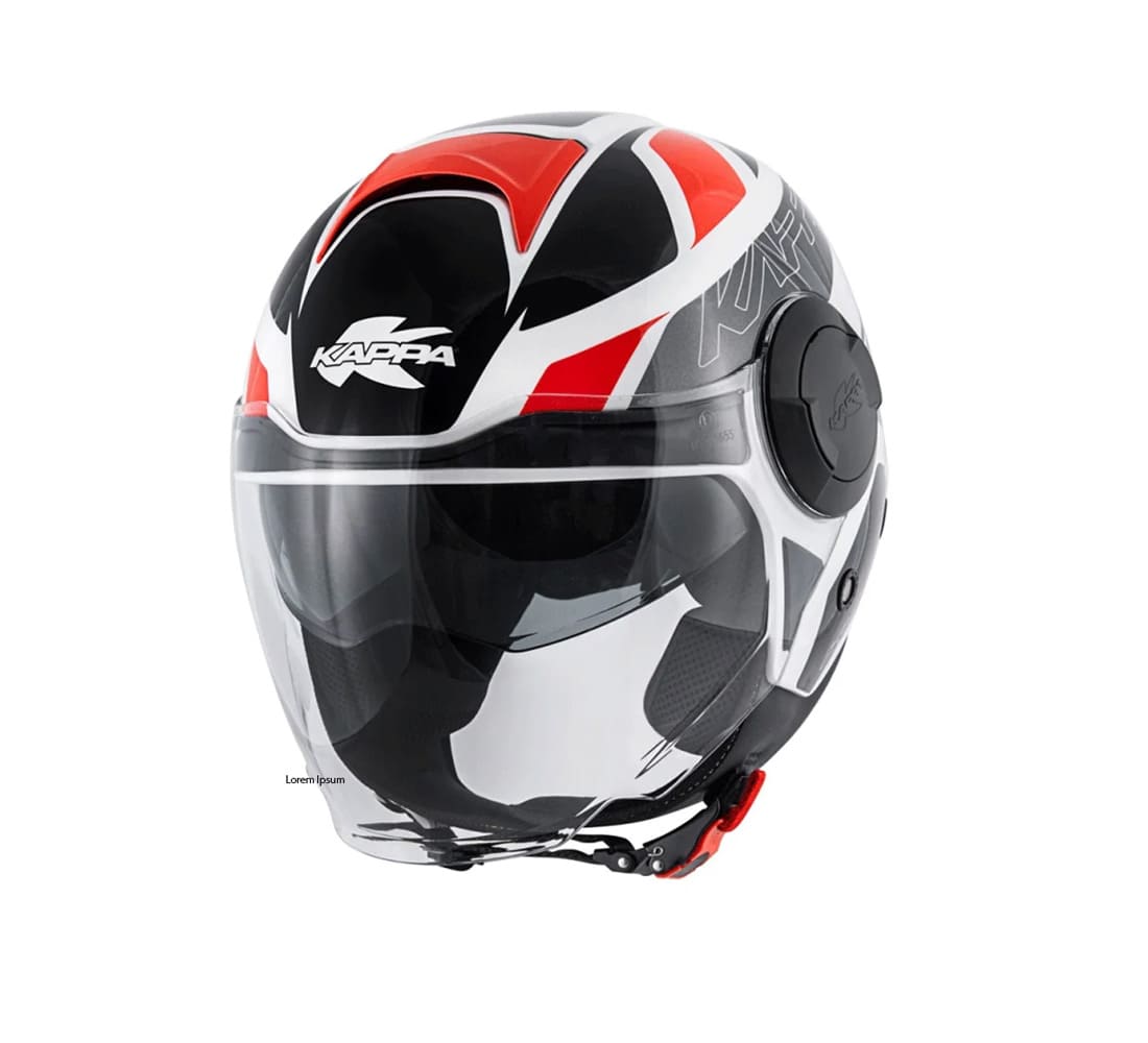 KAPPA KV37 EVO Moto Cara Abierta Casco Blanco Brillante Titanio Rojo - CASCO