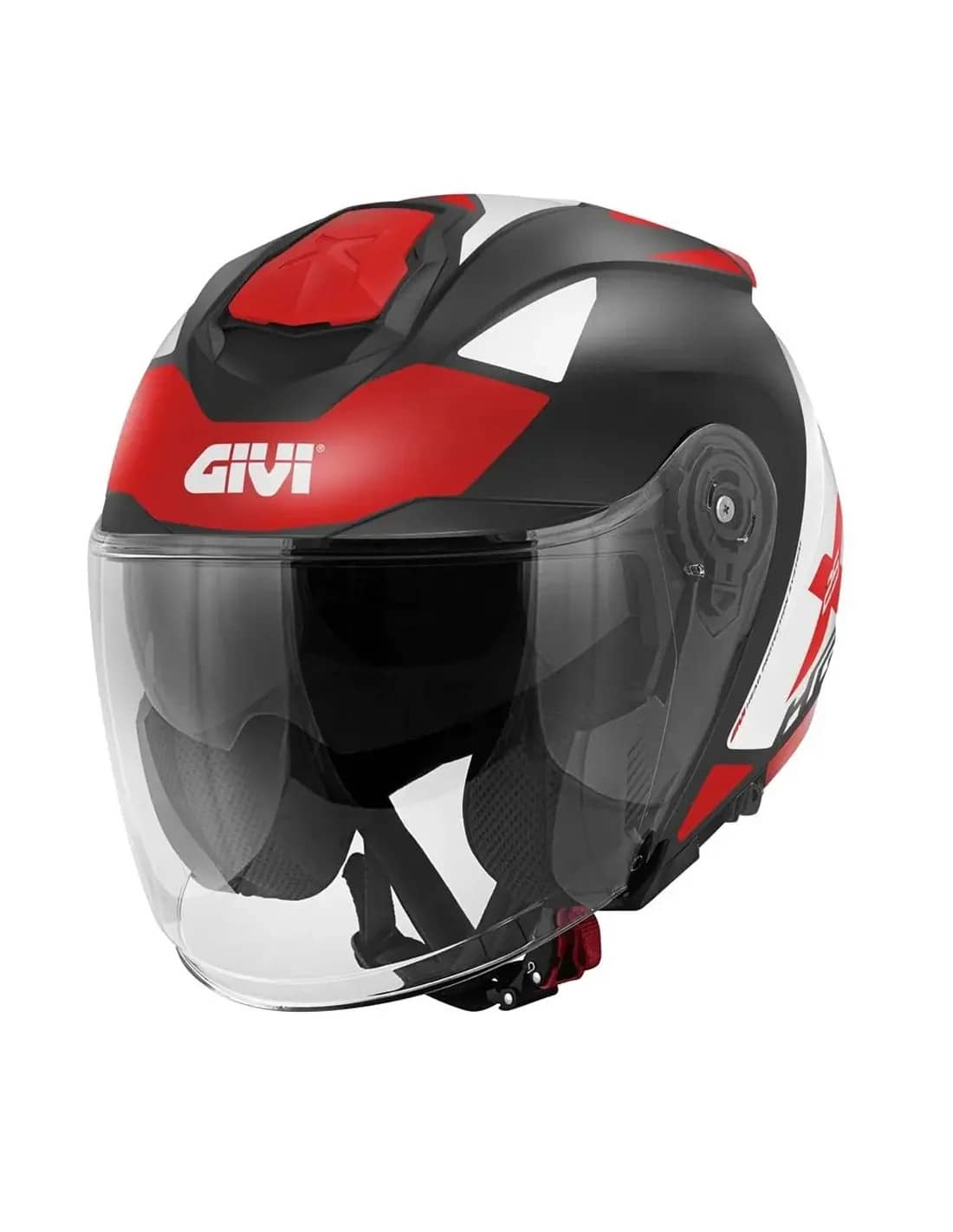 GIVI X25 TARGET MOTO TURISMO JET CASCO NEGRO BLANCO ROJO - CASCO