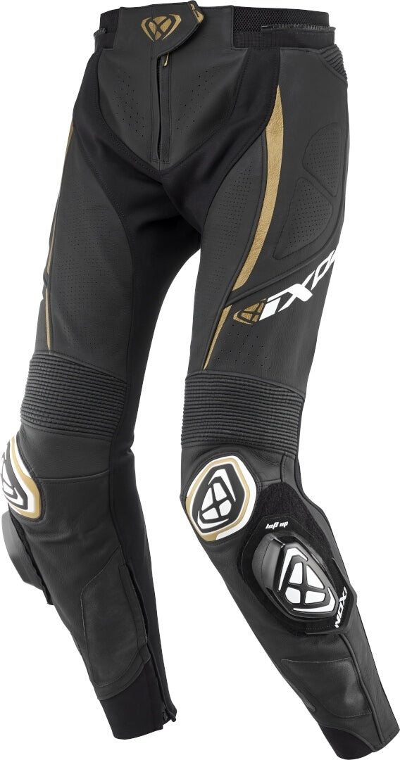 IXON VORTEX 3 PT L DAMAS MOTO PANTALONES CUERO NEGRO ORO - PANTALON