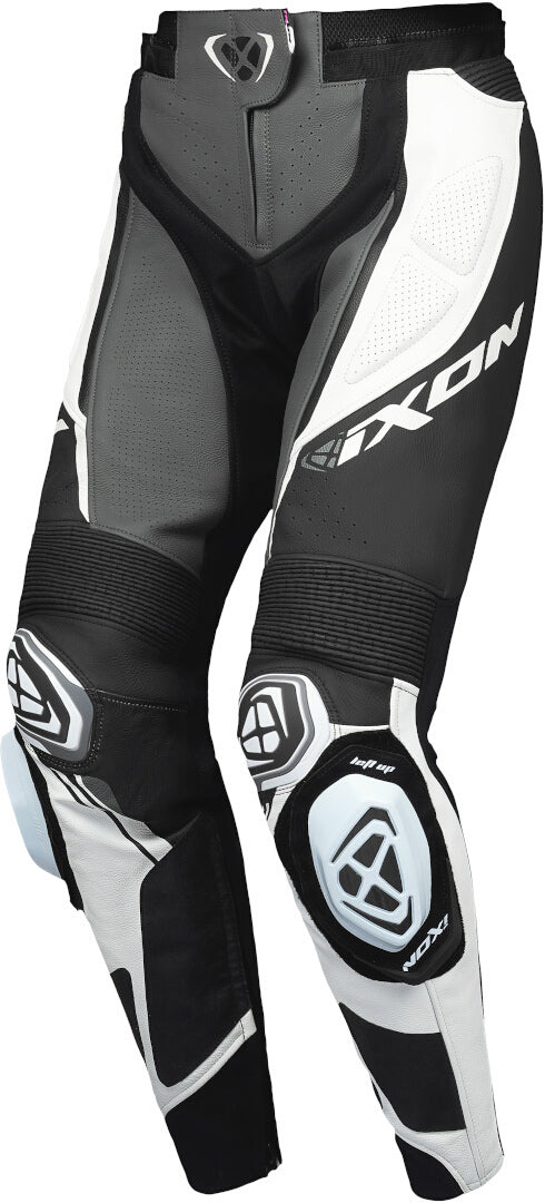 IXON VORTEX 3 PT L DAMAS MOTO PANTALONES CUERO NEGRO GRIS BLANCO - PANTALON