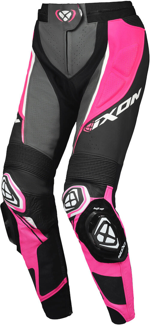 IXON VORTEX 3 PT L DAMAS MOTO PANTALONES CUERO NEGRO ROSA - PANTALON