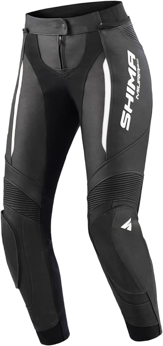 Pantalón de motociclista deportivo Shima Miura 2.0 negro blanco cuero carreras deportes