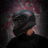 CGM 360G KAD RIDE Integral Moto Torismo Casco Negro Rojo Mate