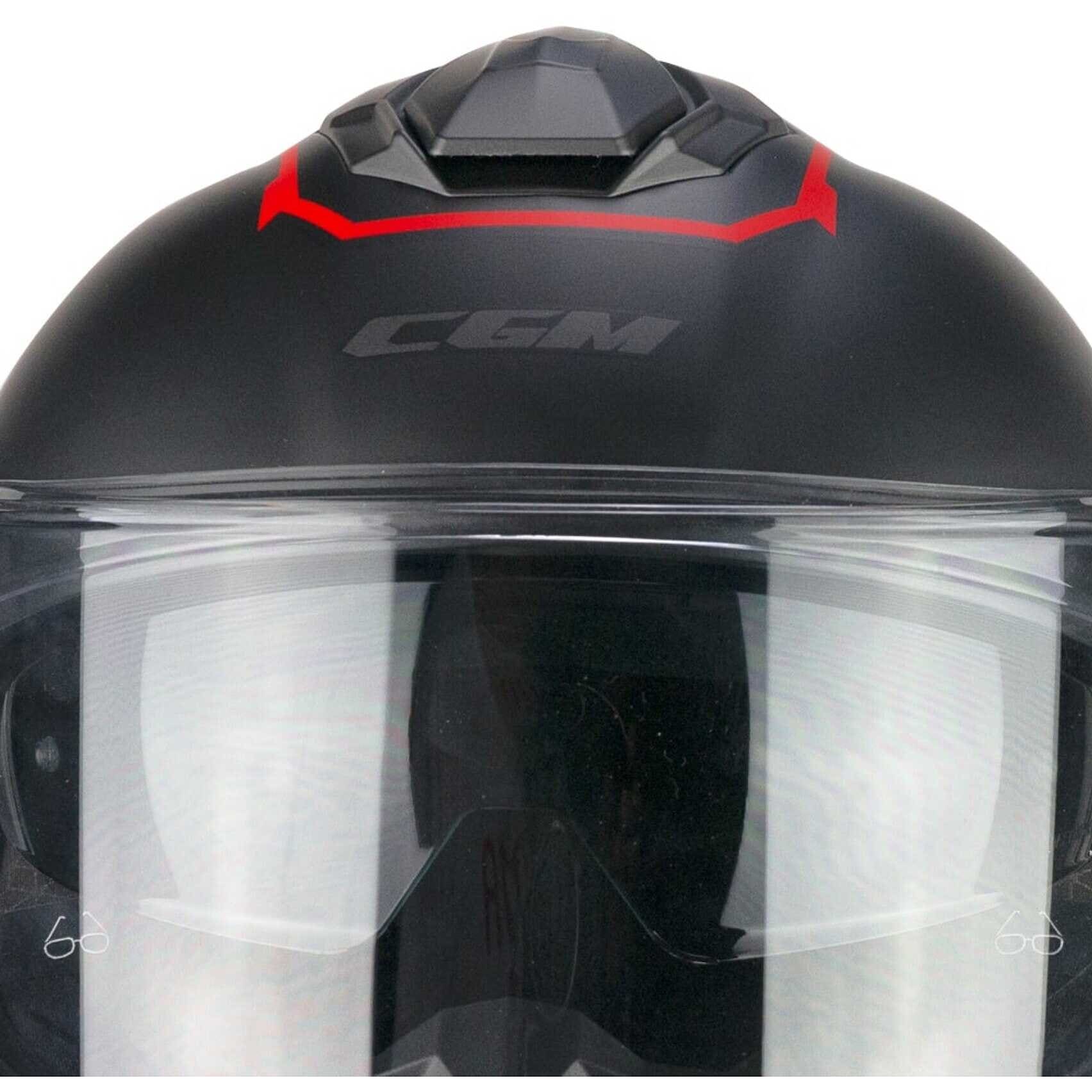 CGM 360G KAD RIDE Integral Moto Torismo Casco Negro Rojo Mate