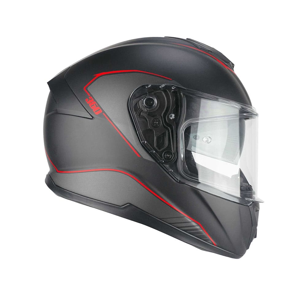 CGM 360G KAD RIDE Integral Moto Torismo Casco Negro Rojo Mate