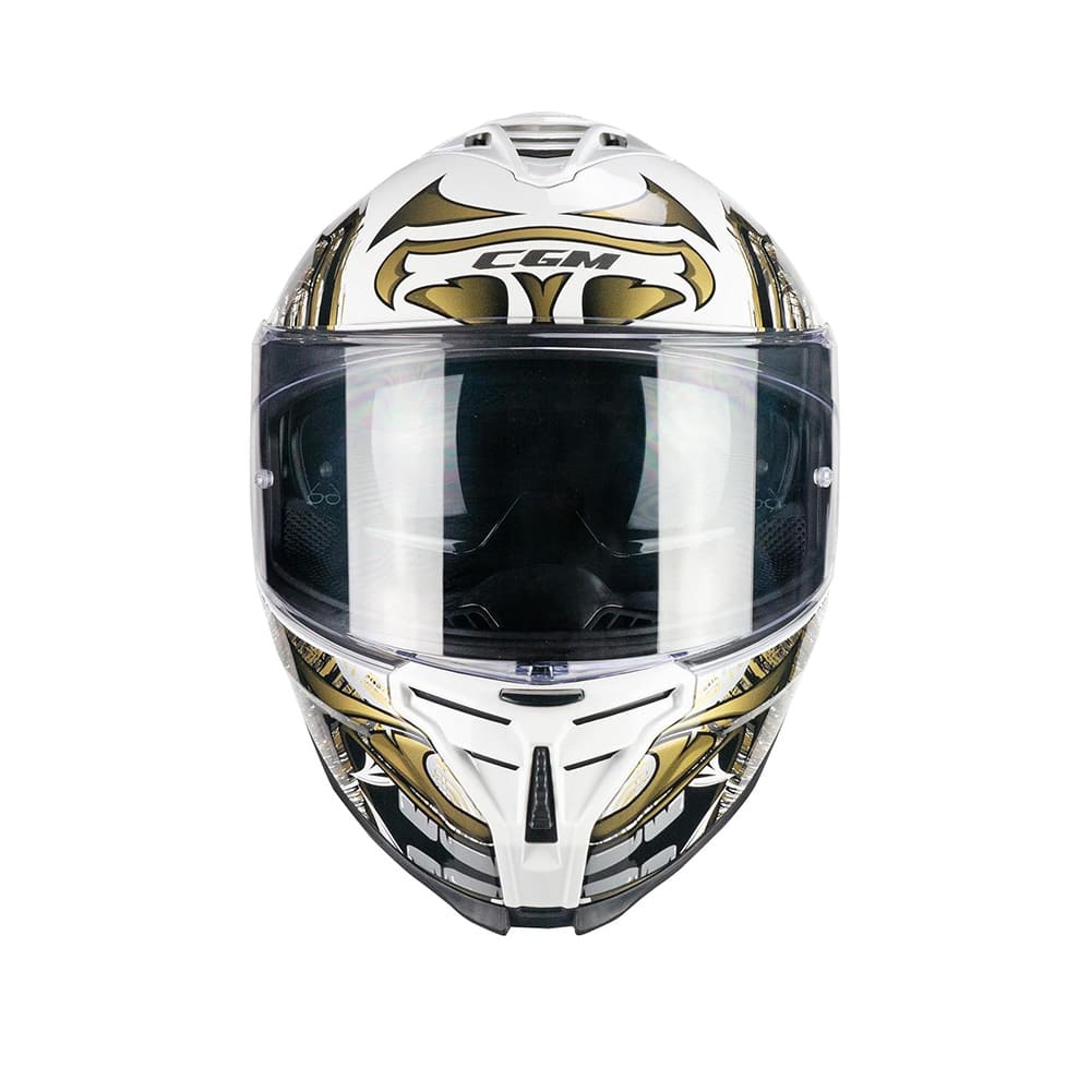 CGM 363S SHOT NIPPO Integral Moto Casco Blanco Dorado