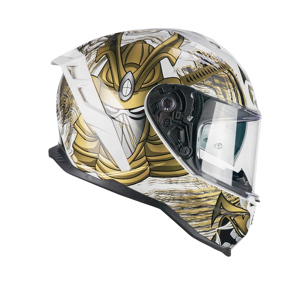 CGM 363S SHOT NIPPO Integral Moto Casco Blanco Dorado