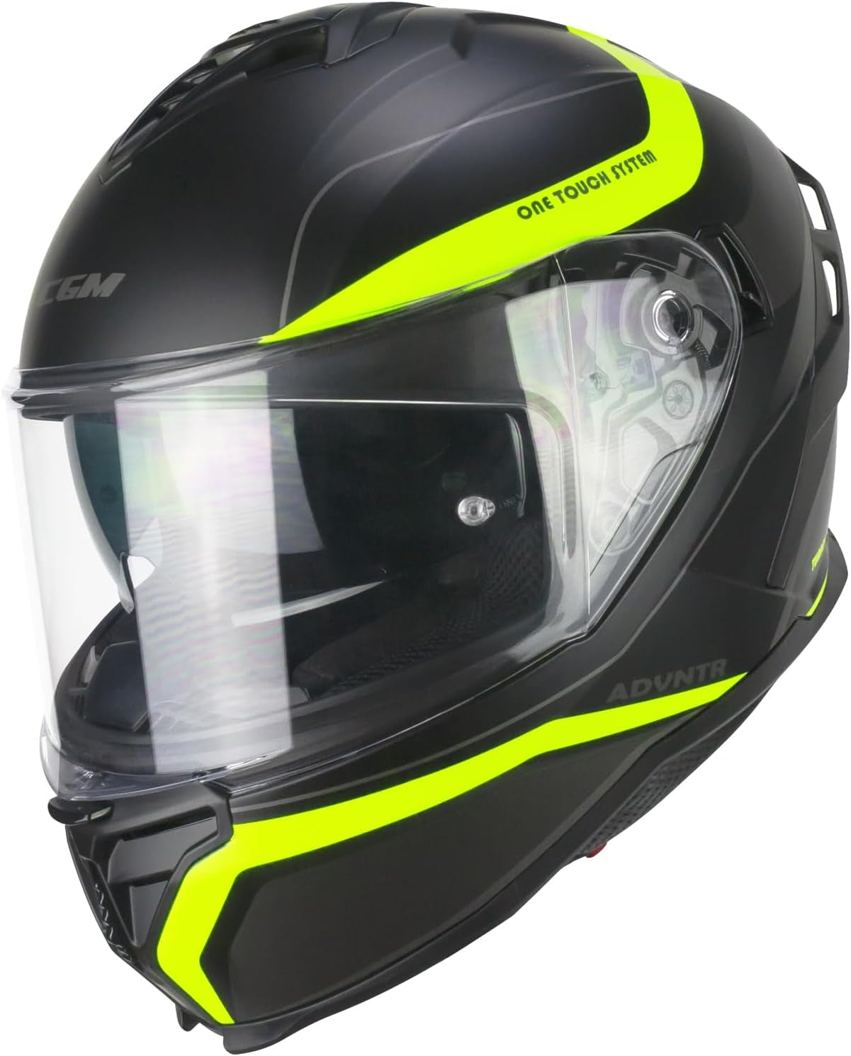 CGM 363X SHOT RUN On Road Casco integral de moto Racing Negro Amarillo Fluorescente