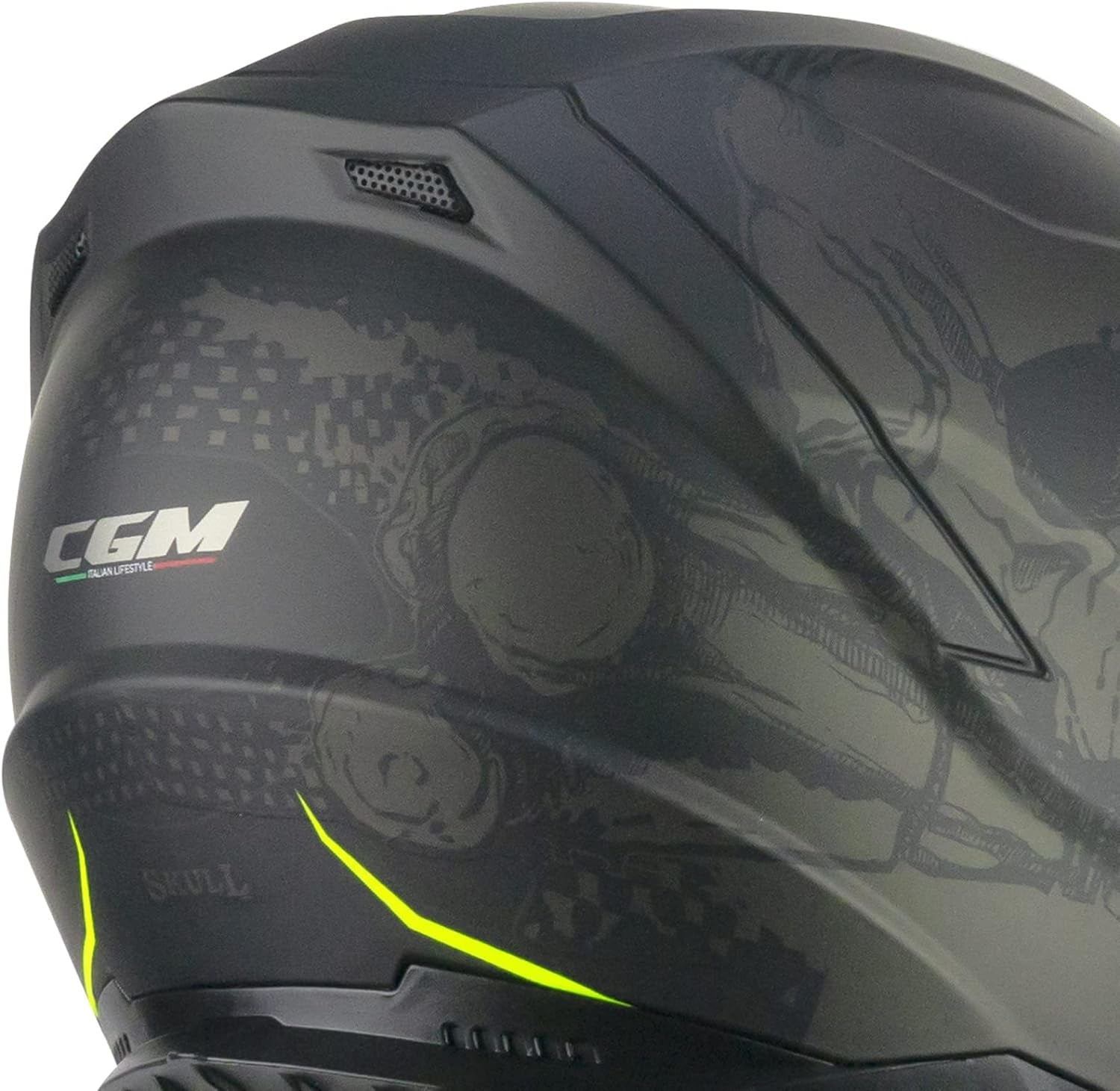 CGM - 321S ATOM SKULL Nero Giallo fluo opaco - SECURTEX MOTOR S.L (t/a MaximoMoto)