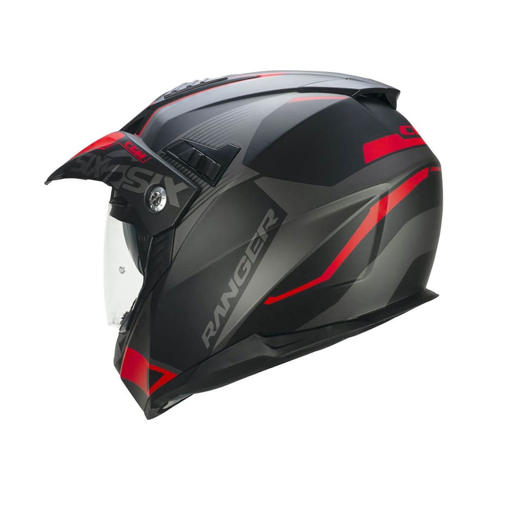 CGM 666G Twin Ranger Casco De Moto Aventura Negro Mate Rojo