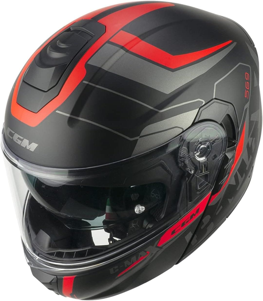 CGM 569G C-MAX CITY Modular Casco Motociclismo Nero Rosso opaco